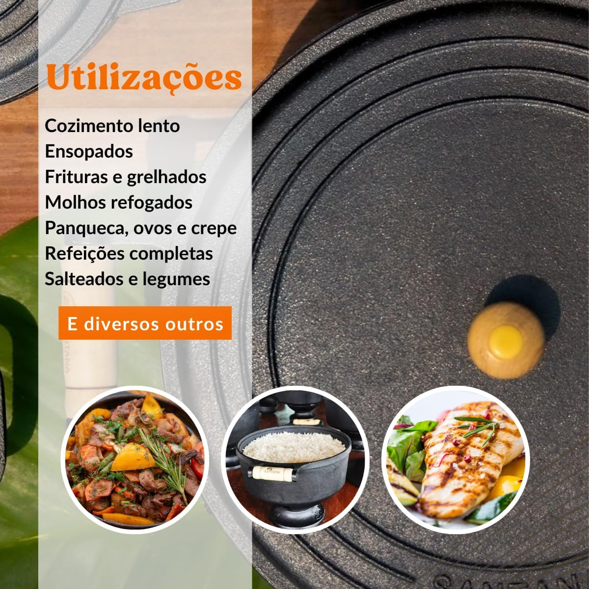 Jogo de Panela Caçarolas 16, 18, 22 tampa de ferro alça de m... - Image 6