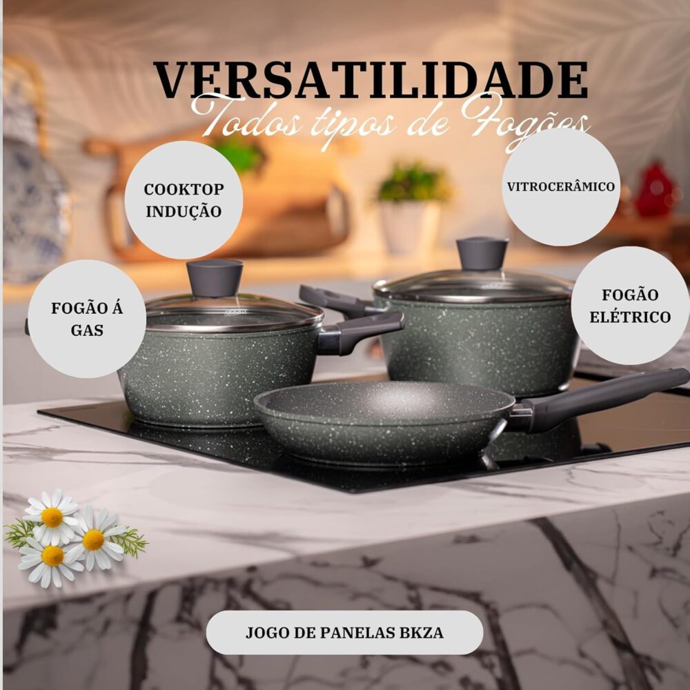 Jogo de Panelas Carmela Premium Ceramic Flon Antiaderente Bk... - Image 2
