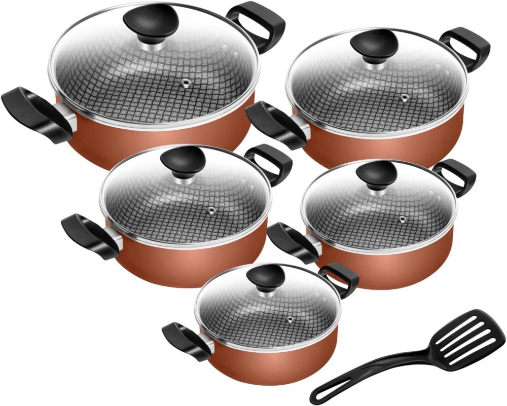 Conjunto de Panelas Patolux 5 Peças Antiaderente Cobre