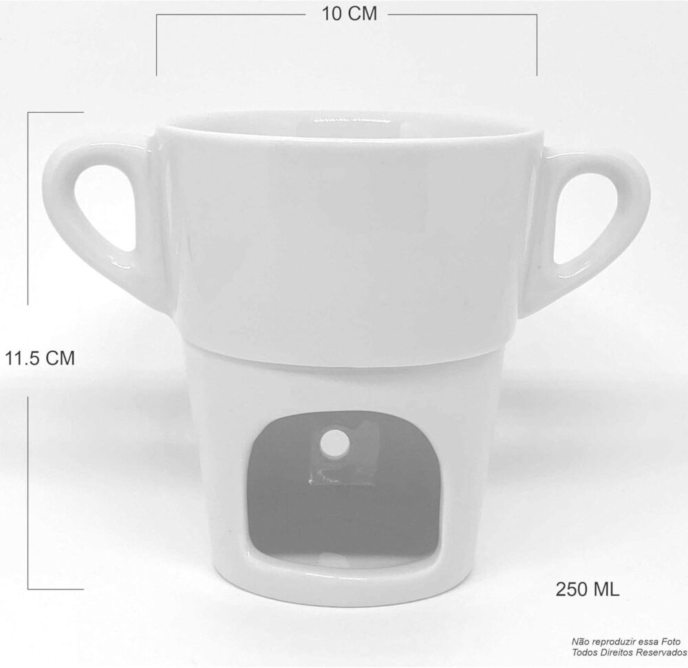 Kit 8 Fondue Individual caneca Porcelana Branca 250ml (ACOMP... - Image 4
