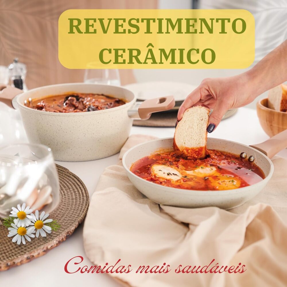Jogo de Panelas Carmela Premium Ceramic Flon Antiaderente Bk... - Image 5
