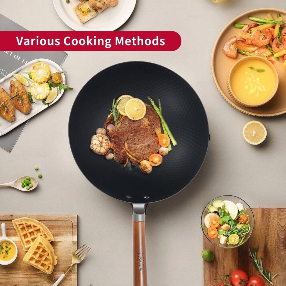 WANGYUANJI Wok de ferro fundido leve, frigideira com cabo de... - Image 2