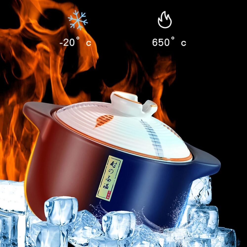 Panela de cerâmica azul de 1,4 litro com tampa, resistente a... - Image 5