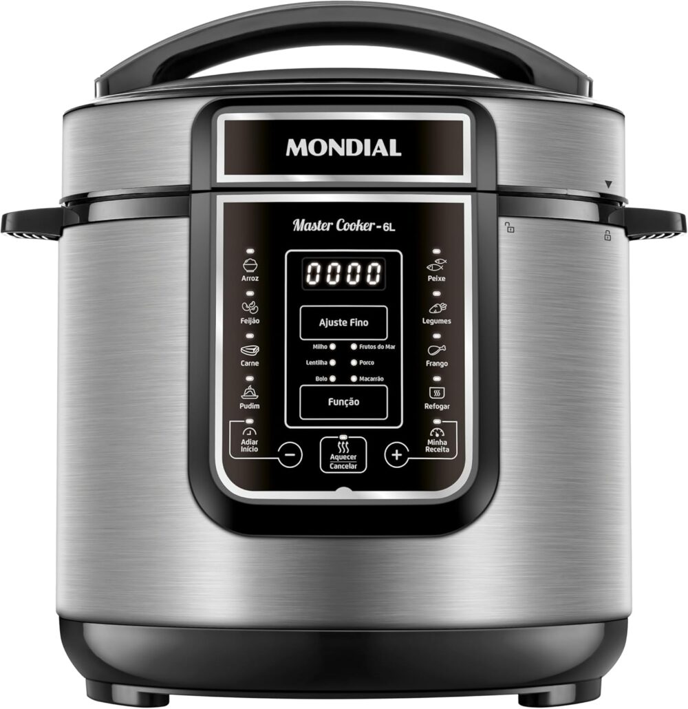 Panela de Pressão Elétrica Digital 6L, Mondial, Preto/Inox, ...