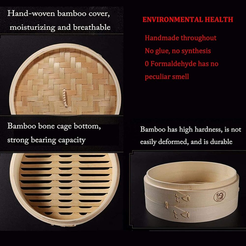 KELUNIS Cesta de bambu para vaporizador com tampa, utensílio... - Image 6