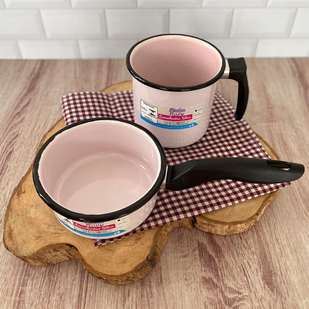 Conjunto Panela Esmaltada Ágata 1L e Leiteira 1,5L com cabos... - Image 2