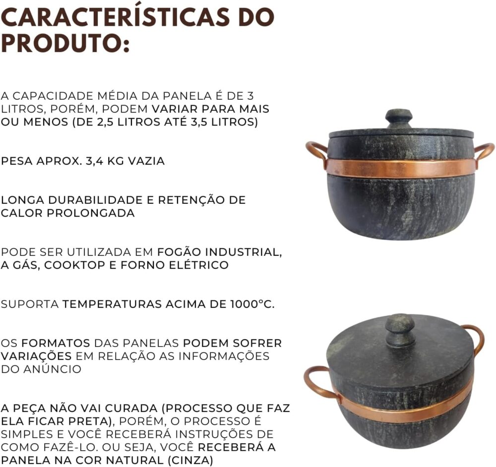 Caçarola Panela Pedra Sabão 3 Litros Grande Alta Resistência... - Image 7
