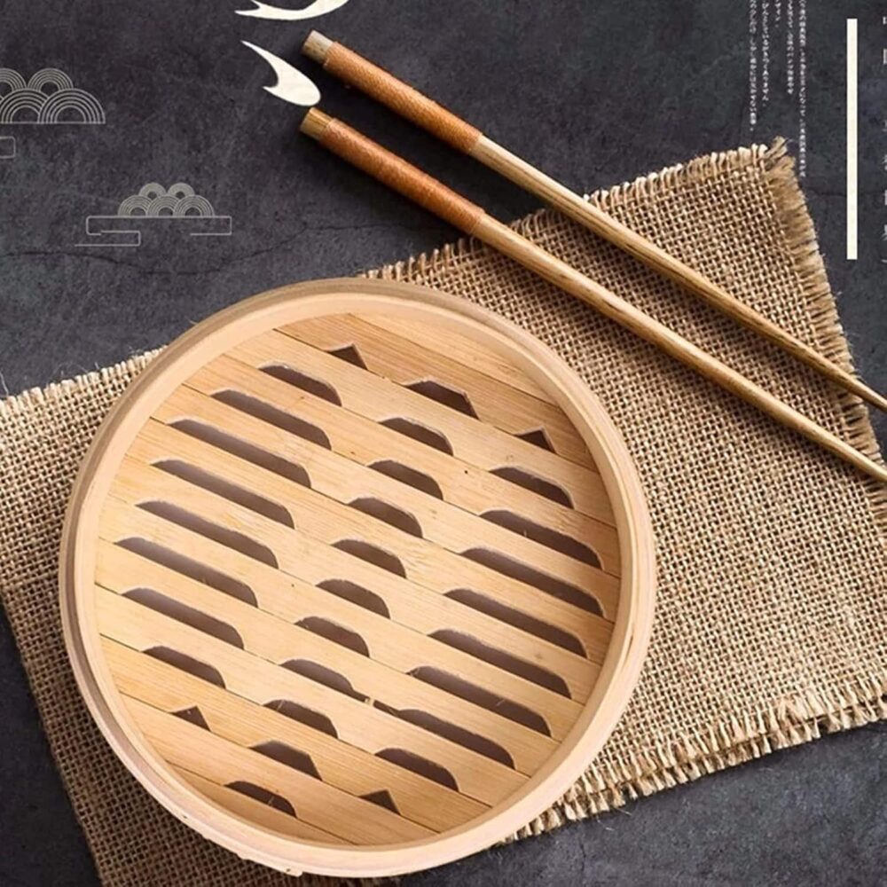 KELUNIS Cesta de bambu para vaporizador com tampa, utensílio... - Image 4
