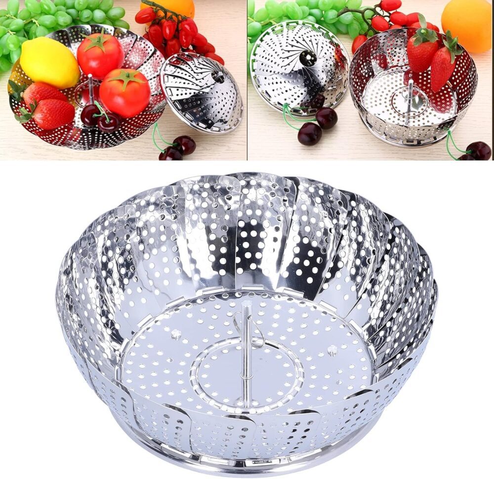 Cesta a vapor, multifuncional de aço inoxidável, dobrável, u... - Image 4