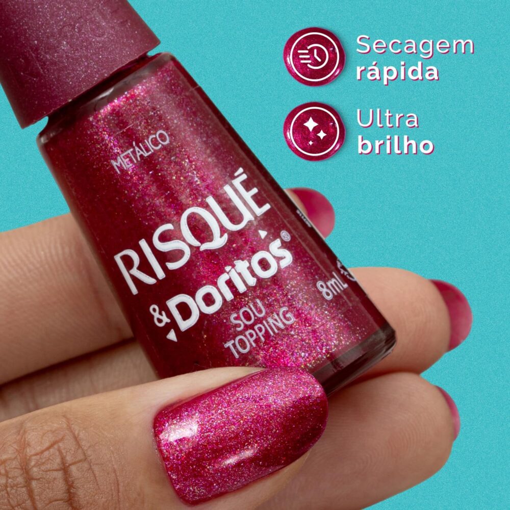 Esmalte Rosa Risqué & Doritos Sou Topping Metálico 8ml - Image 2