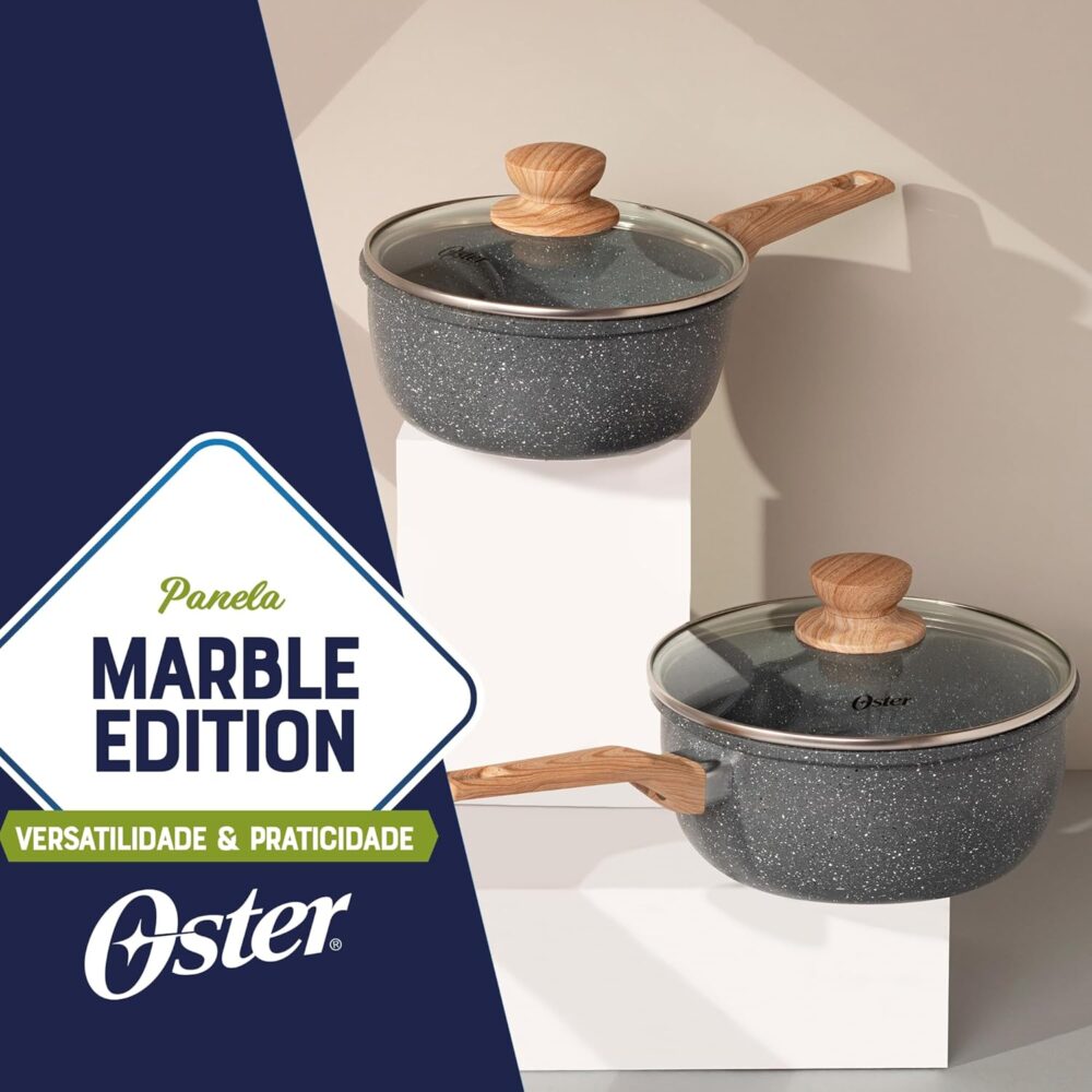OSTER Panela Antiaderente 3L com Tampa Marble Edition - Pane... - Image 2