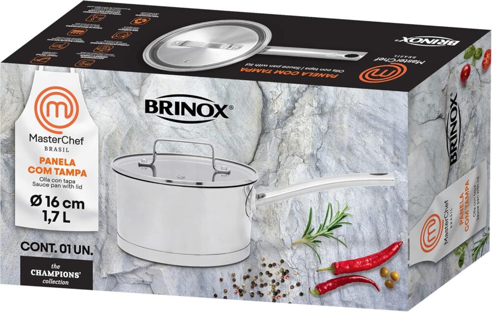 Panela com tampa Masterchef Indução, 1,7L, 16X9cm, Aço Inox,... - Image 3