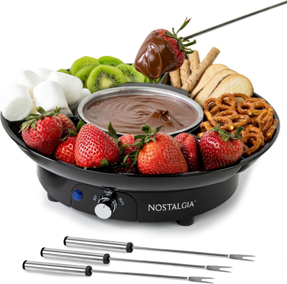 Nostalgia Conjunto de panela elétrica de fondue de 293 ml pa...