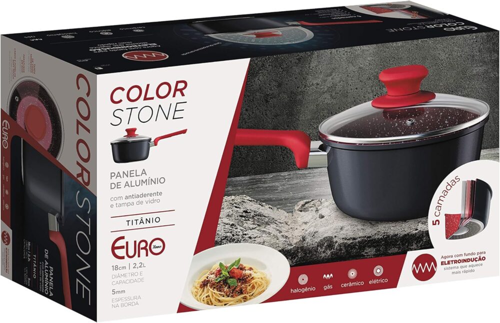 Panela 18 cm ColorStone de alumínio com antiaderente e tampa... - Image 5
