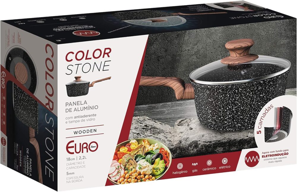 Panela 18 cm ColorStone de alumínio com antiaderente e tampa... - Image 5