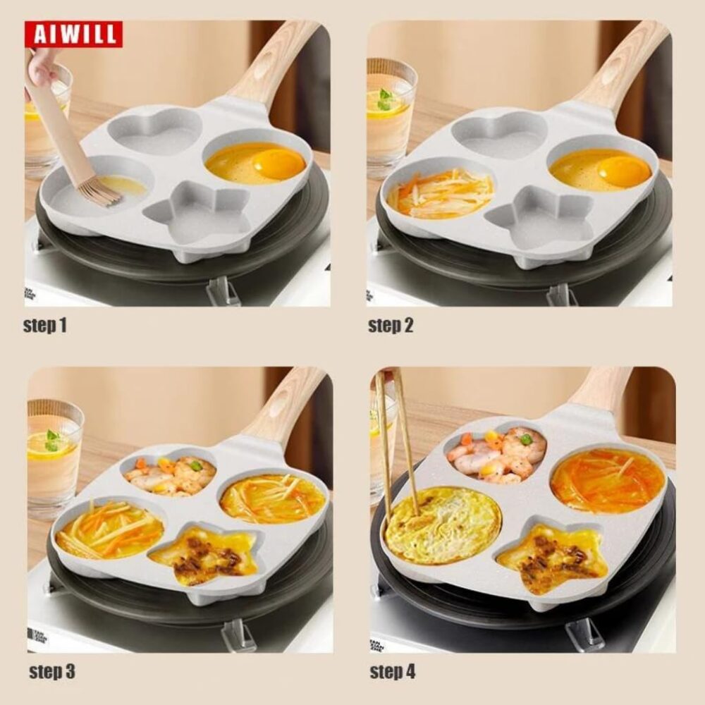 Frigideira Multiuso Antiaderente 4 em 1 Bocas Fritar Ovo Lan... - Image 6