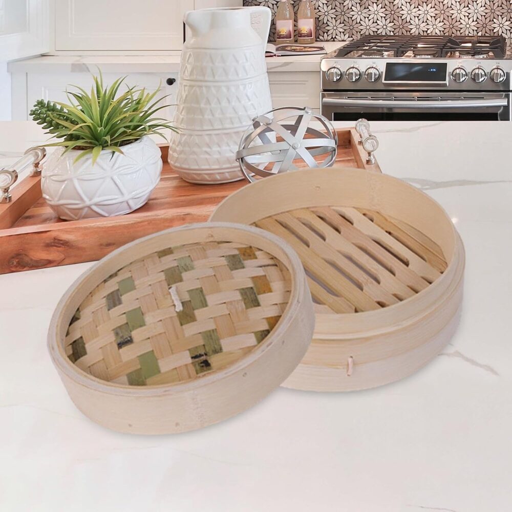 Baoblaze Cesta de vapor de bambu para alimentos, vaporizador... - Image 4