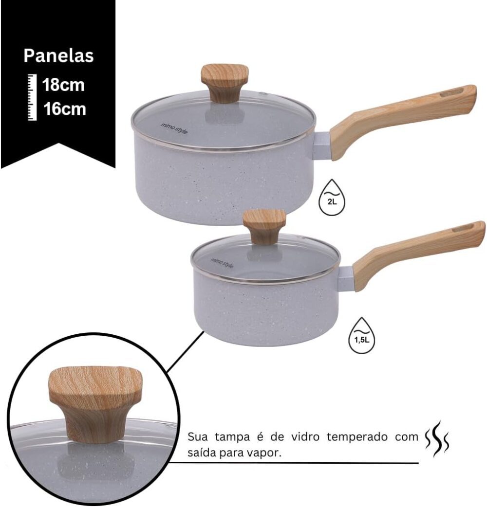 Conjunto Kit Jogo de Panelas Cerâmica 10 Peças Fogão Indução... - Image 4
