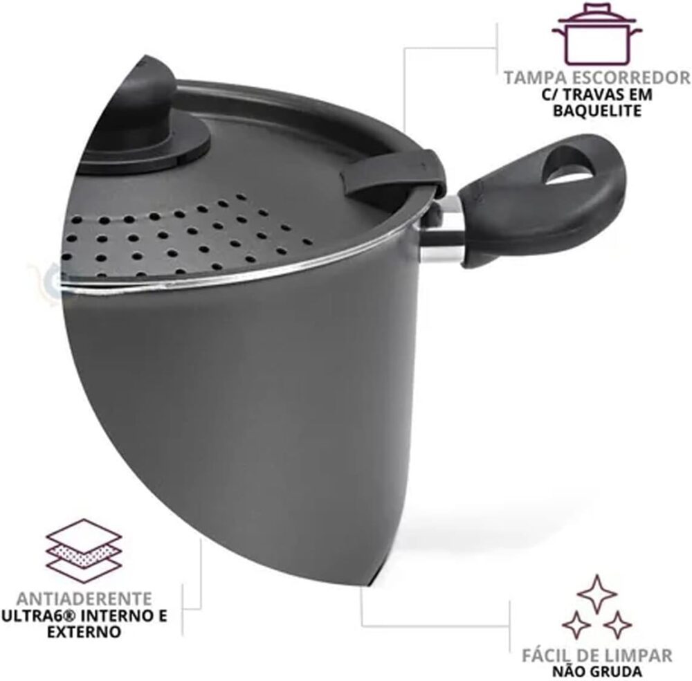 Panela para Macarrão Espagueteira Escorredor Antiaderente - Image 6