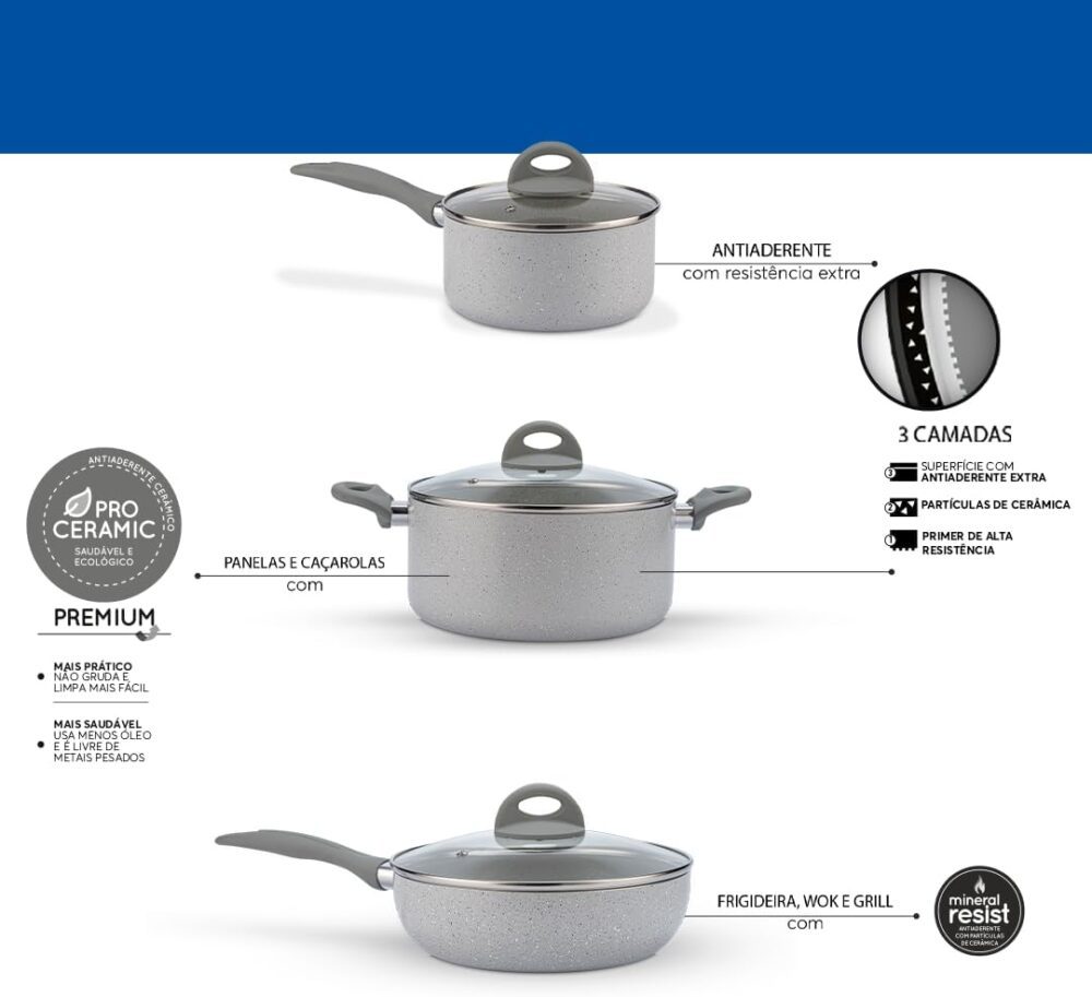 Brinox - Jogo de Panelas Antiaderente Ceramic Life 5 Peças M... - Image 5