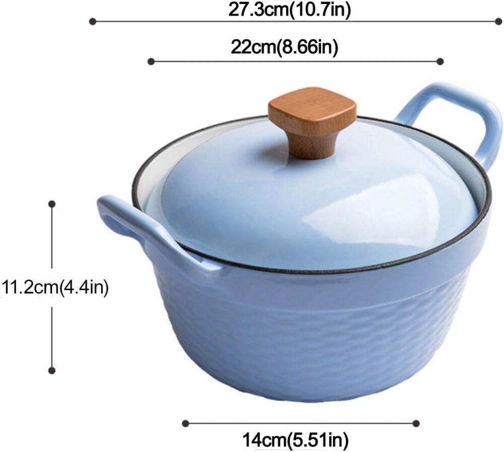 SXYAO Esmaltado Forno Holandês de Ferro Fundido, 2L Alças Du... - Image 7