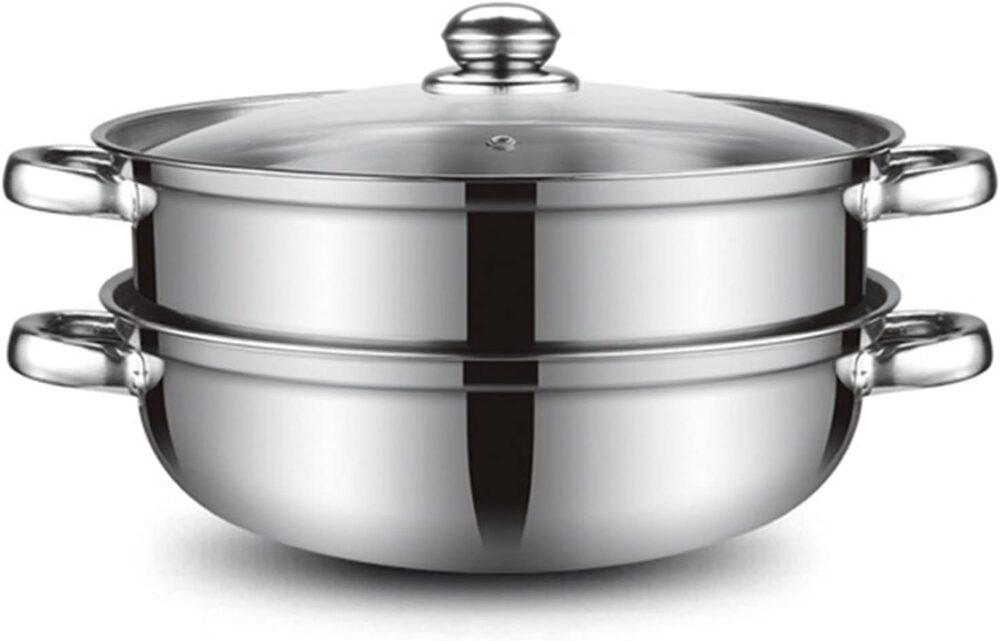 Panela a vapor para cozinhar 28 cm, aço inoxidável, 2 camada...