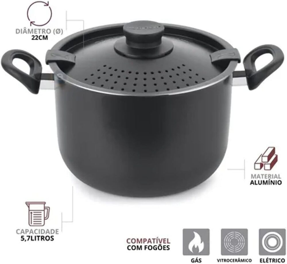Panela para Macarrão Espagueteira Escorredor Antiaderente - Image 7