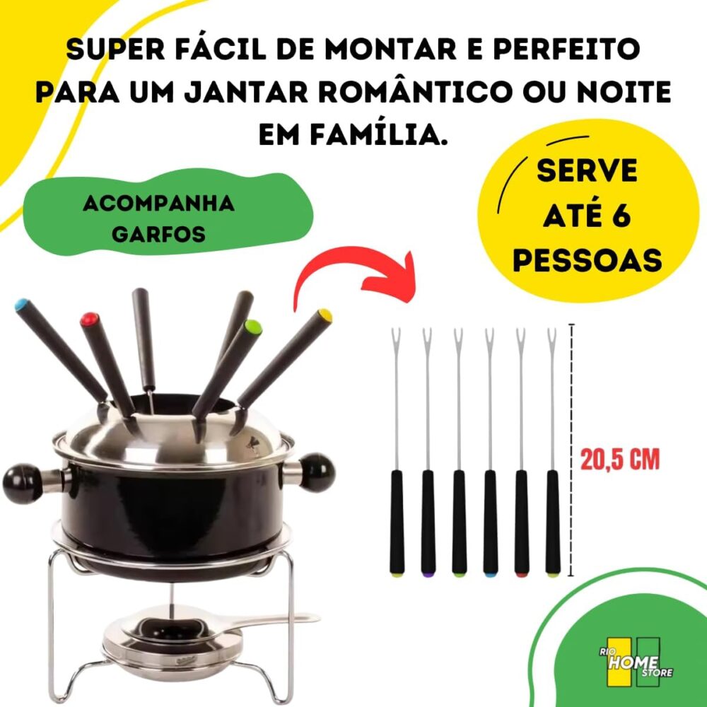 Conjunto Kit Fondue Aço Inox 10 Peças Chocolate Queijo Carne... - Image 3