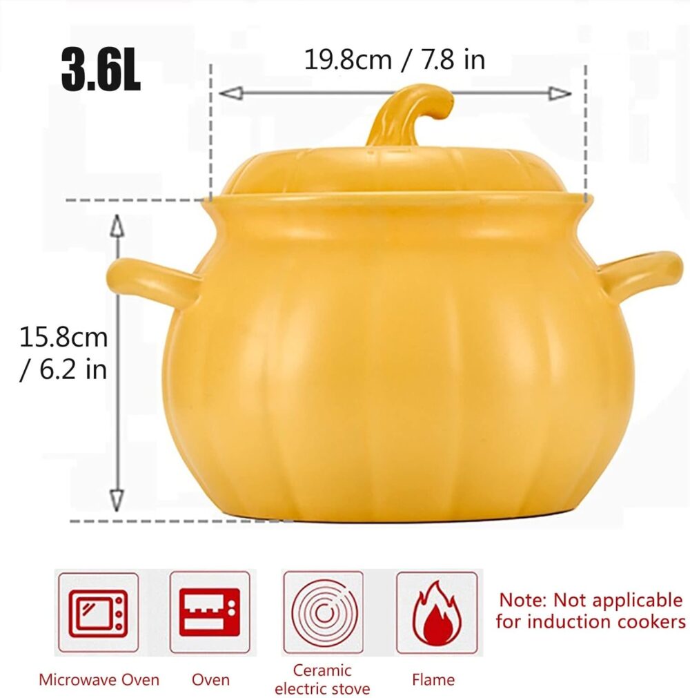 SXYAO Abóbora Cerâmica Forno Holandês, 3,6L Panela de Barro ... - Image 7