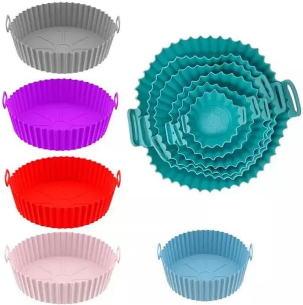 Kit Com 6 Formas Reutilizável Cesta Redonda de Silicone Para... - Image 4