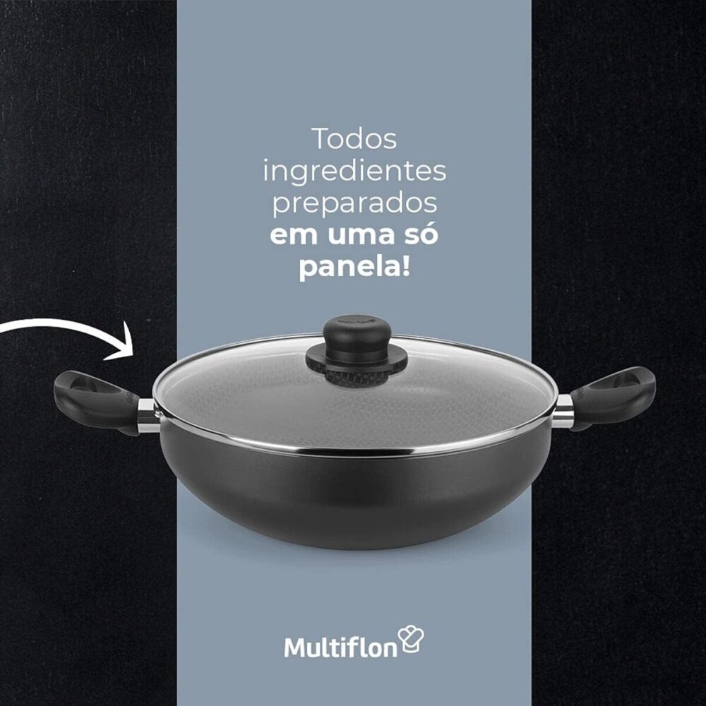 Multiflon Frigideira Wok 28 Centímetros com Alças Tampa Vidr... - Image 5
