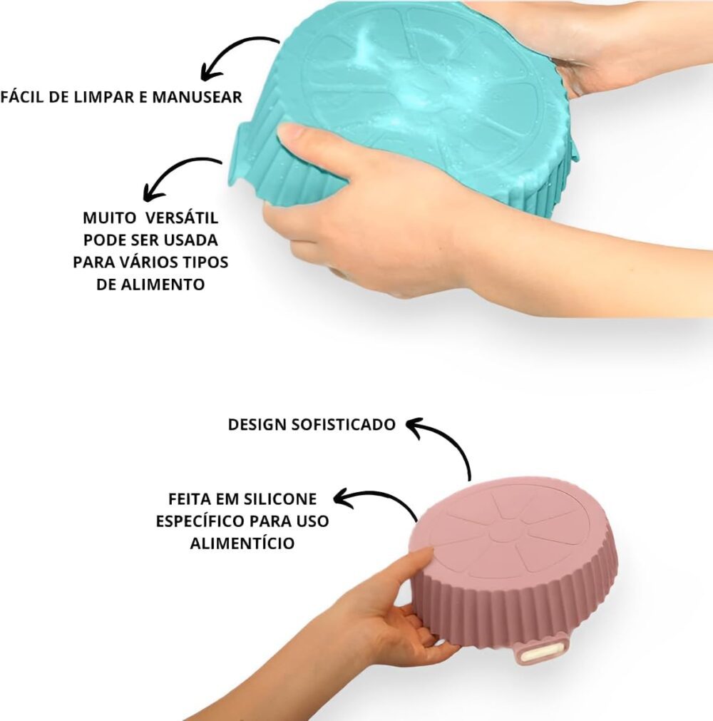 Kit 2 Formas Silicone Para Air Fryer Antiaderente Reutilizáv... - Image 8