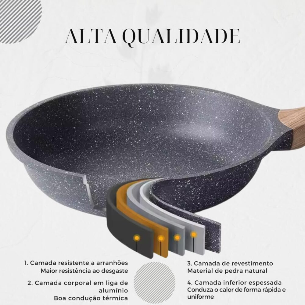 Frigideira Antiaderente Grande 28cm Ceramico Frita Sem Óleo ... - Image 4