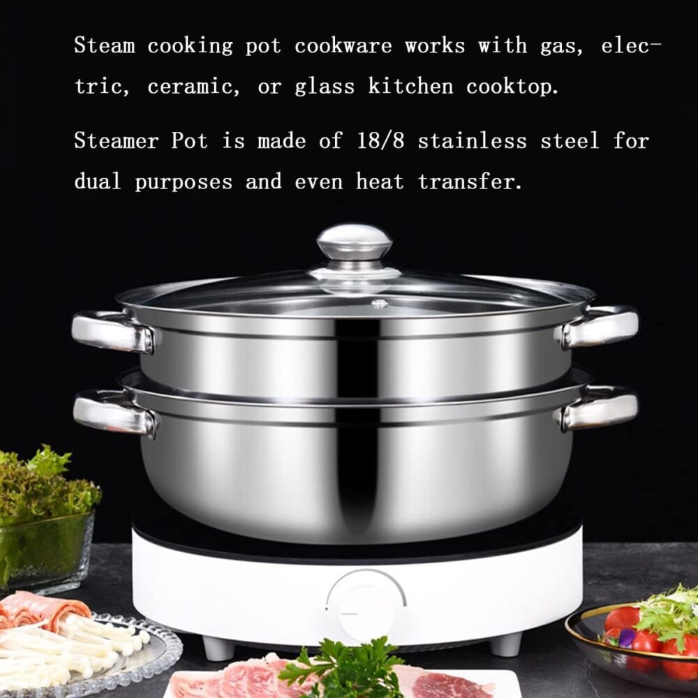 Panela a vapor para cozinhar 28 cm, aço inoxidável, 2 camada... - Image 4