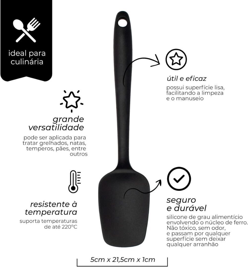 Mimo Style Utensílios Espátula de Silicone, Preto, 21.5 x 5 ... - Image 2