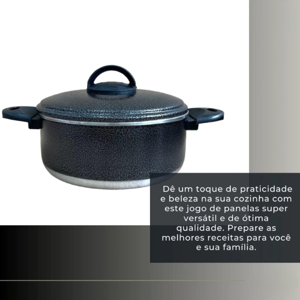 Kit de Panelas Pretas de 5 Peças, Caçarolas com Tampa, Antia... - Image 2