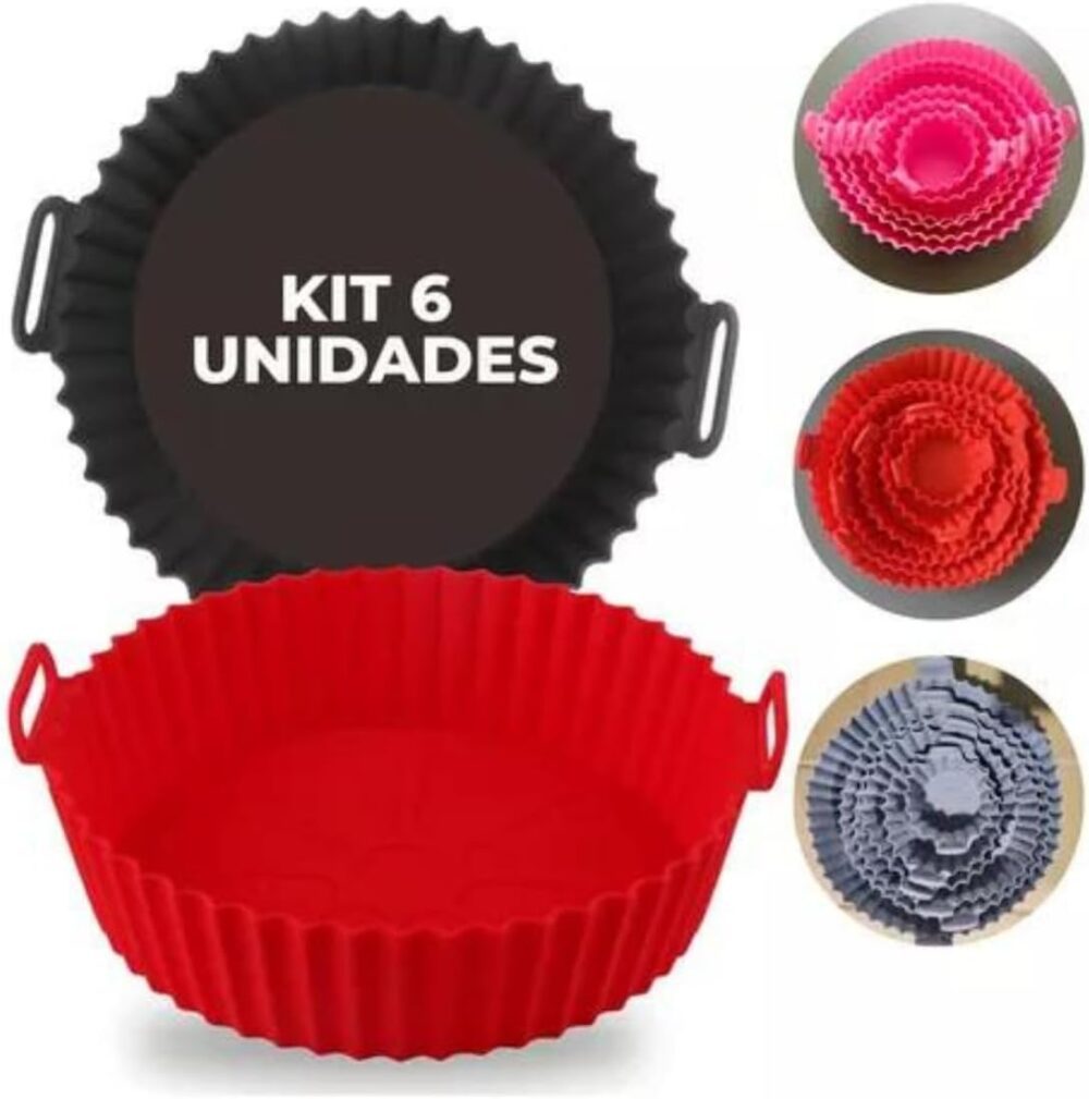 Kit Com 6 Formas Reutilizável Cesta Redonda de Silicone Para... - Image 8