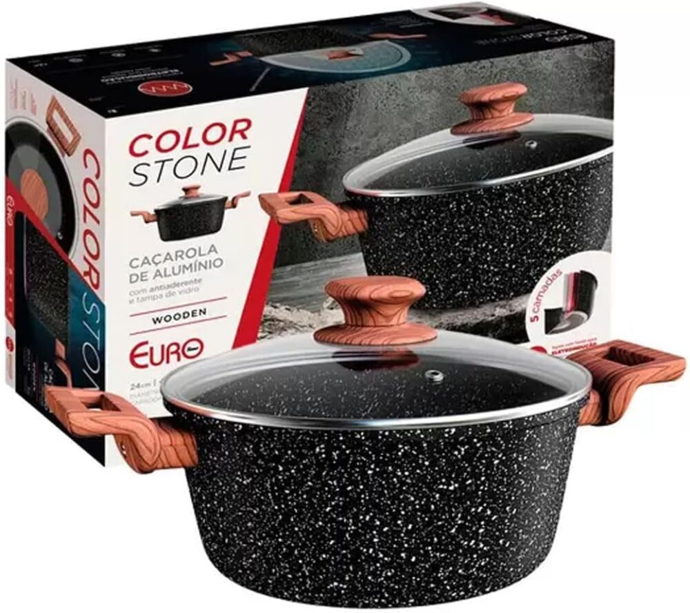 Caçarola 24 cm ColorStone de alumínio com antiaderente e tam... - Image 2
