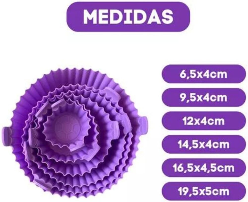 Kit Com 6 Formas Reutilizável Cesta Redonda de Silicone Para... - Image 3