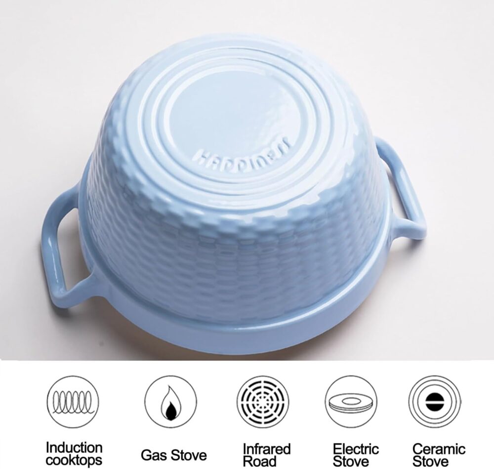 SXYAO Esmaltado Forno Holandês de Ferro Fundido, 2L Alças Du... - Image 3
