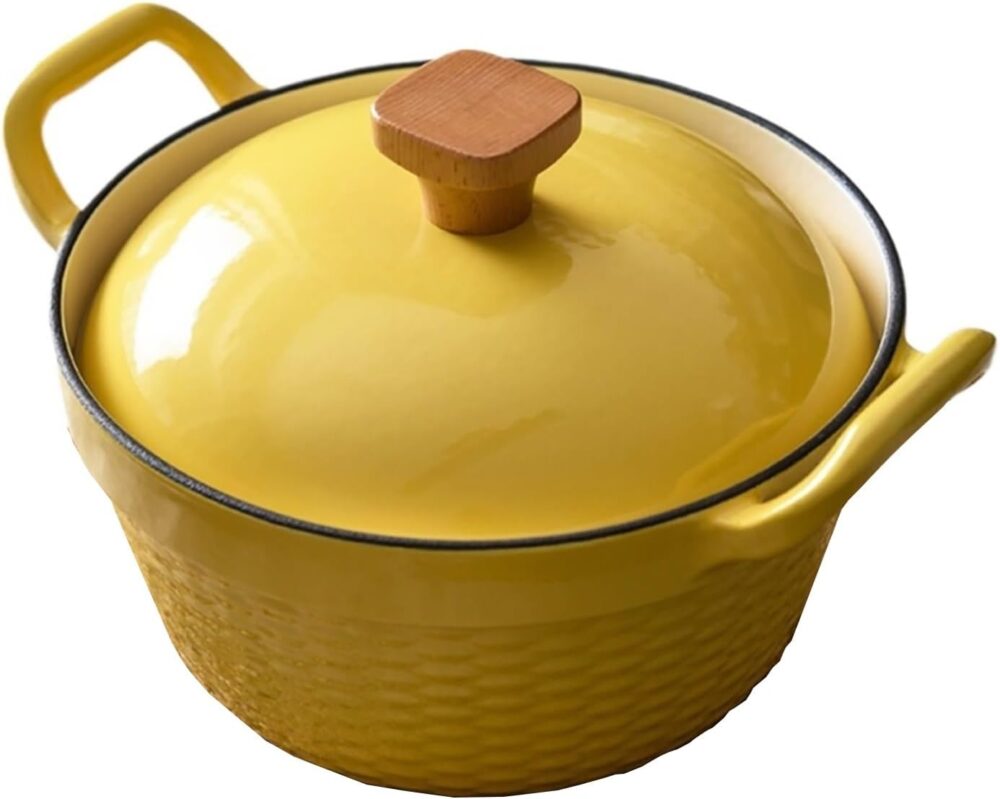 SXYAO Esmaltado Forno Holandês de Ferro Fundido, 2L Alças Du...