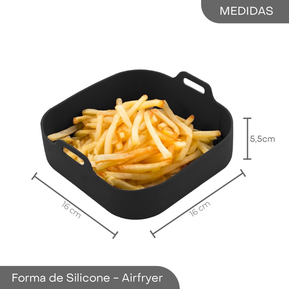 LYOR - Forma Quadrada de Silicone Para Air Fryer Preta 16 x ... - Image 4
