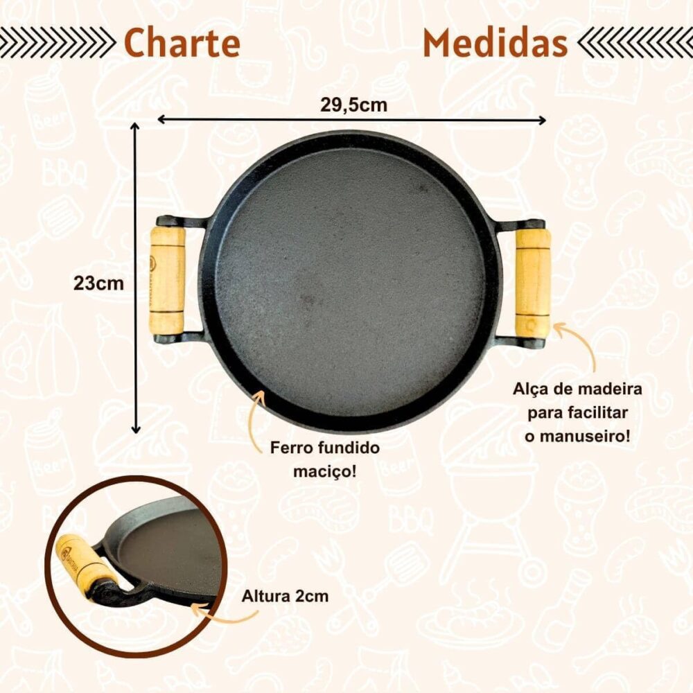 Kit Chapa e Fogareiro De Ferro Fundido Com Suporte de Madeir... - Image 2