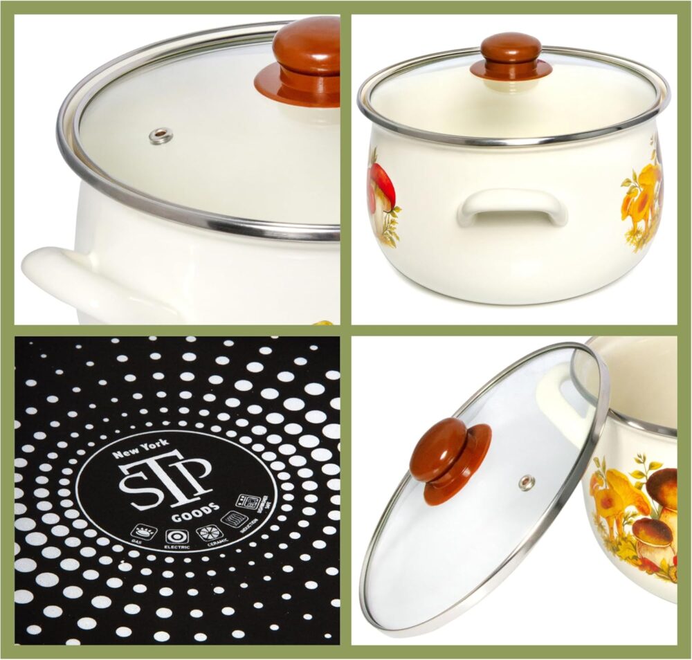 Panela de sopa de alumínio esmaltado cogumelos barriga caçar... - Image 6