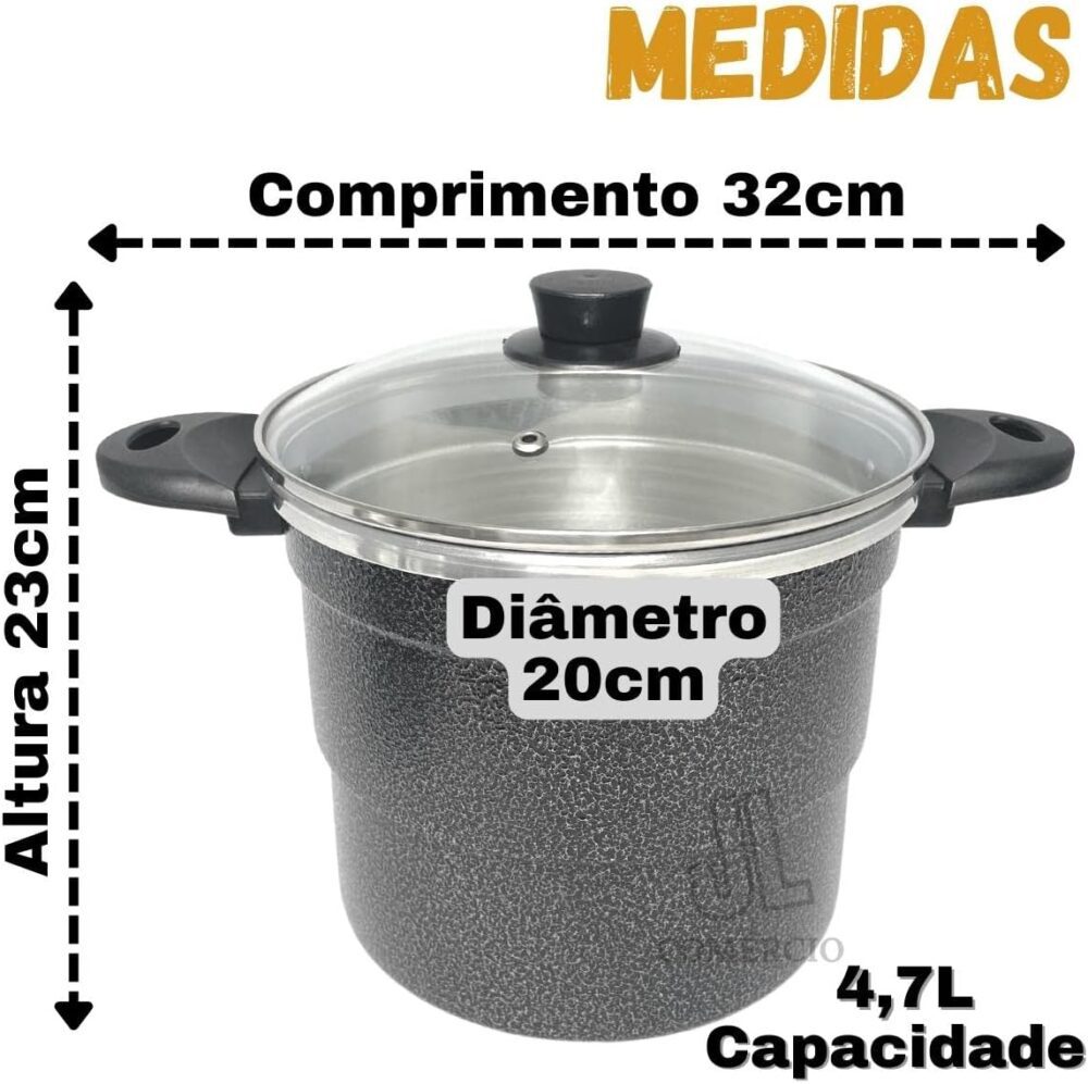 Panela Multiuso 3 em 1 Cuscuzeiro Com Tampa de Vidro Faz Pud... - Image 6