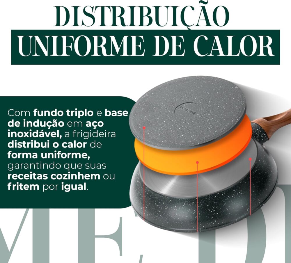 Frigideira Antiaderente Cerâmica 26cm Frita Sem Óleo, Cabo S... - Image 5