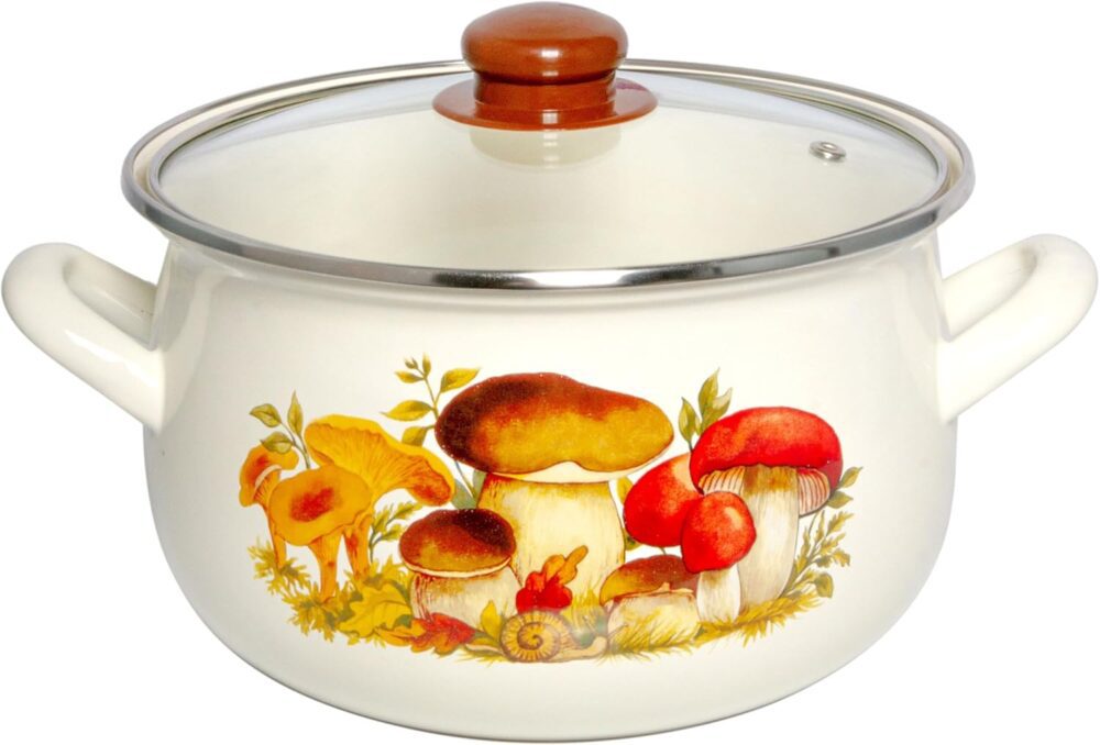 Panela de sopa de alumínio esmaltado cogumelos barriga caçar... - Image 8
