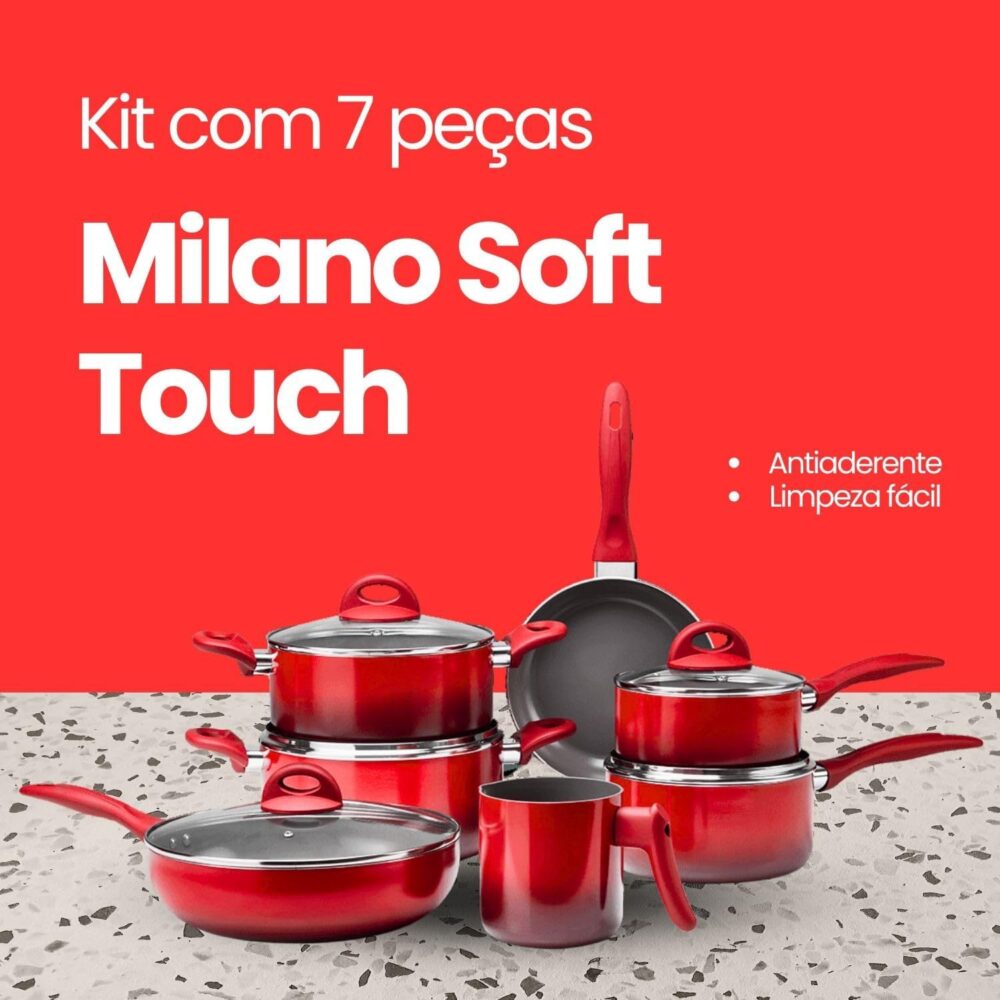 Conjunto de Panelas Jogo com 7 Peças Milano Soft Touch Verme... - Image 5