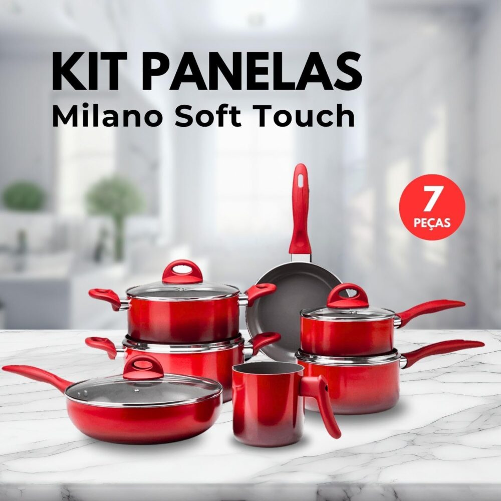 Conjunto de Panelas Jogo com 7 Peças Milano Soft Touch Verme... - Image 4