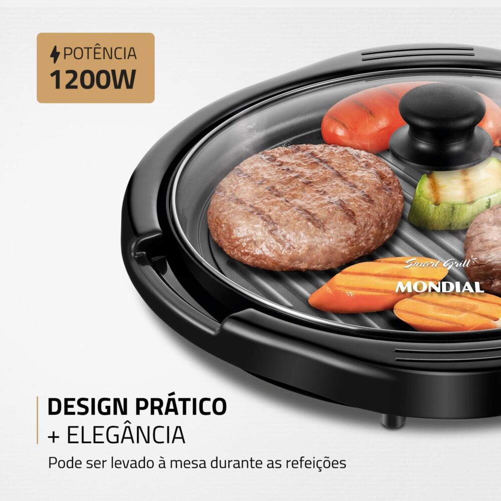 Grill Redondo Smart Grill 30cm, Mondial, Preto, 1200W, 110V ... - Image 4